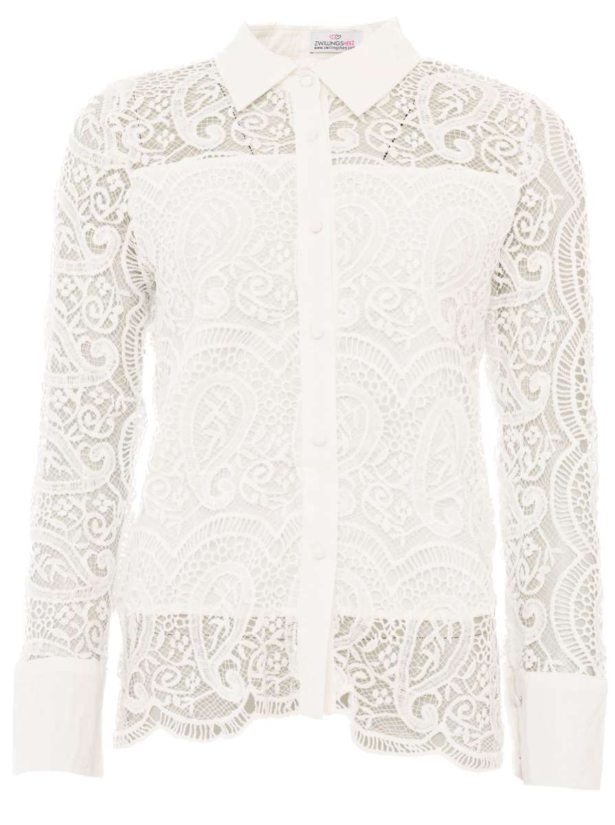 💕 Zwillingsherz Bluse "Häkel" Weiß