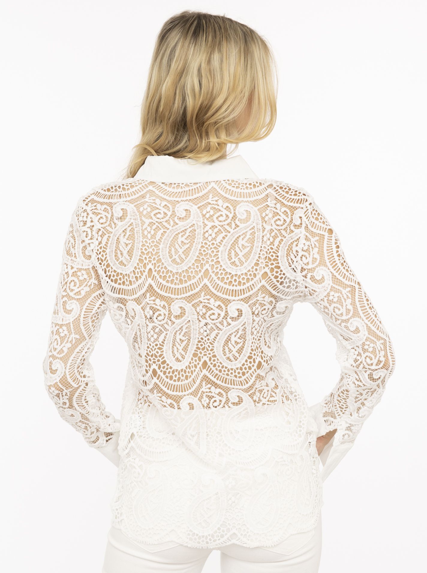 💕 Zwillingsherz Bluse "Häkel" Weiß