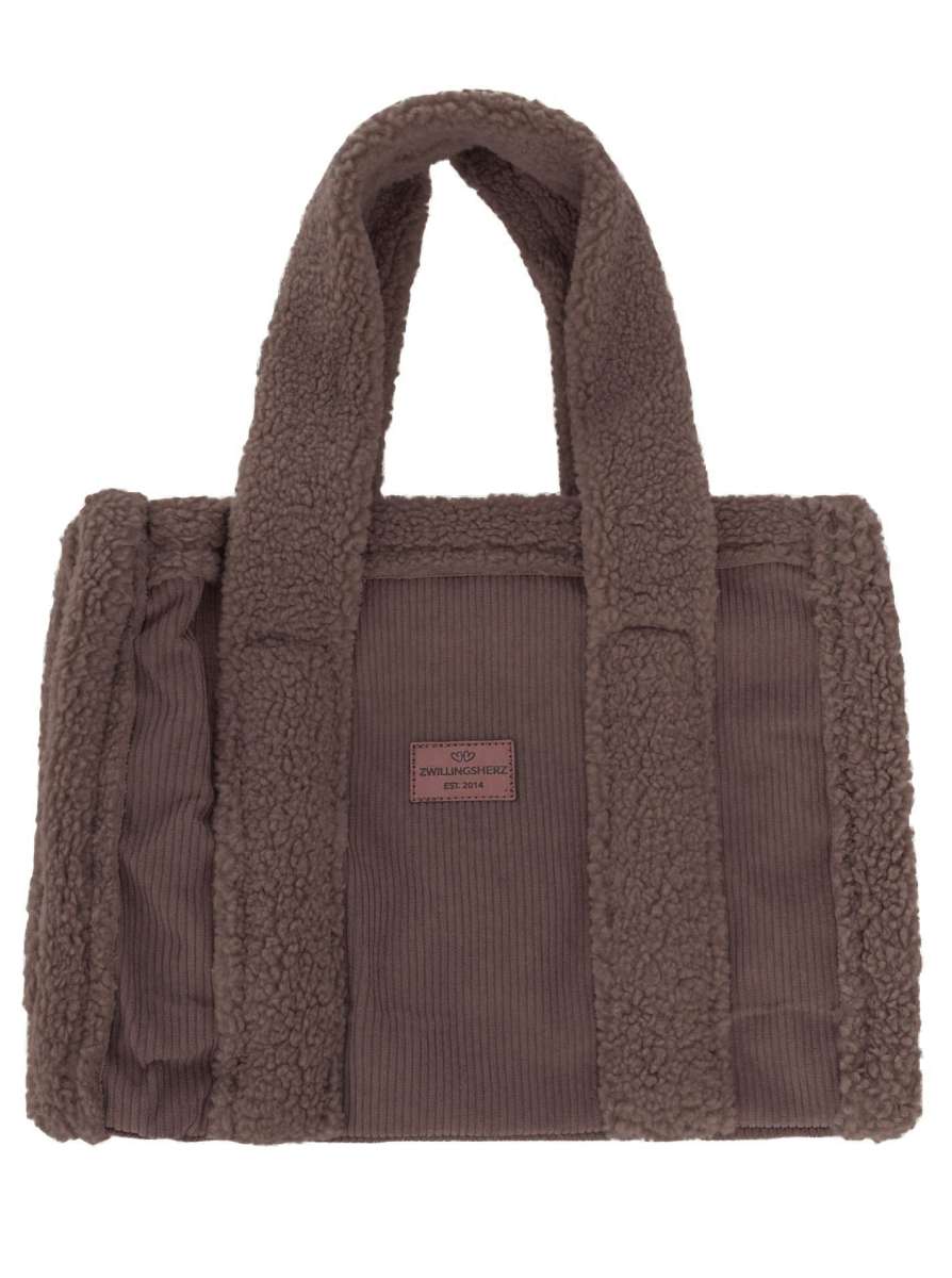 💕 Zwillingsherz Shopper XXL "Teddy meets Cord" Braun
