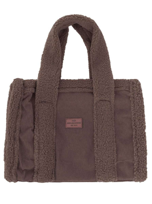 💕 Zwillingsherz Shopper XXL "Teddy meets Cord" Braun
