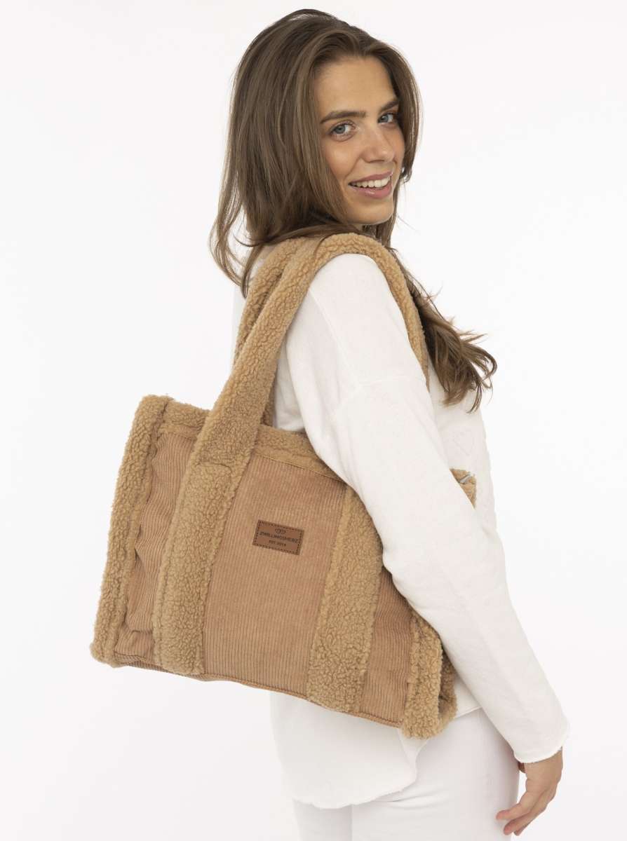 💕 Zwillingsherz Shopper XXL "Teddy meets Cord" Camel