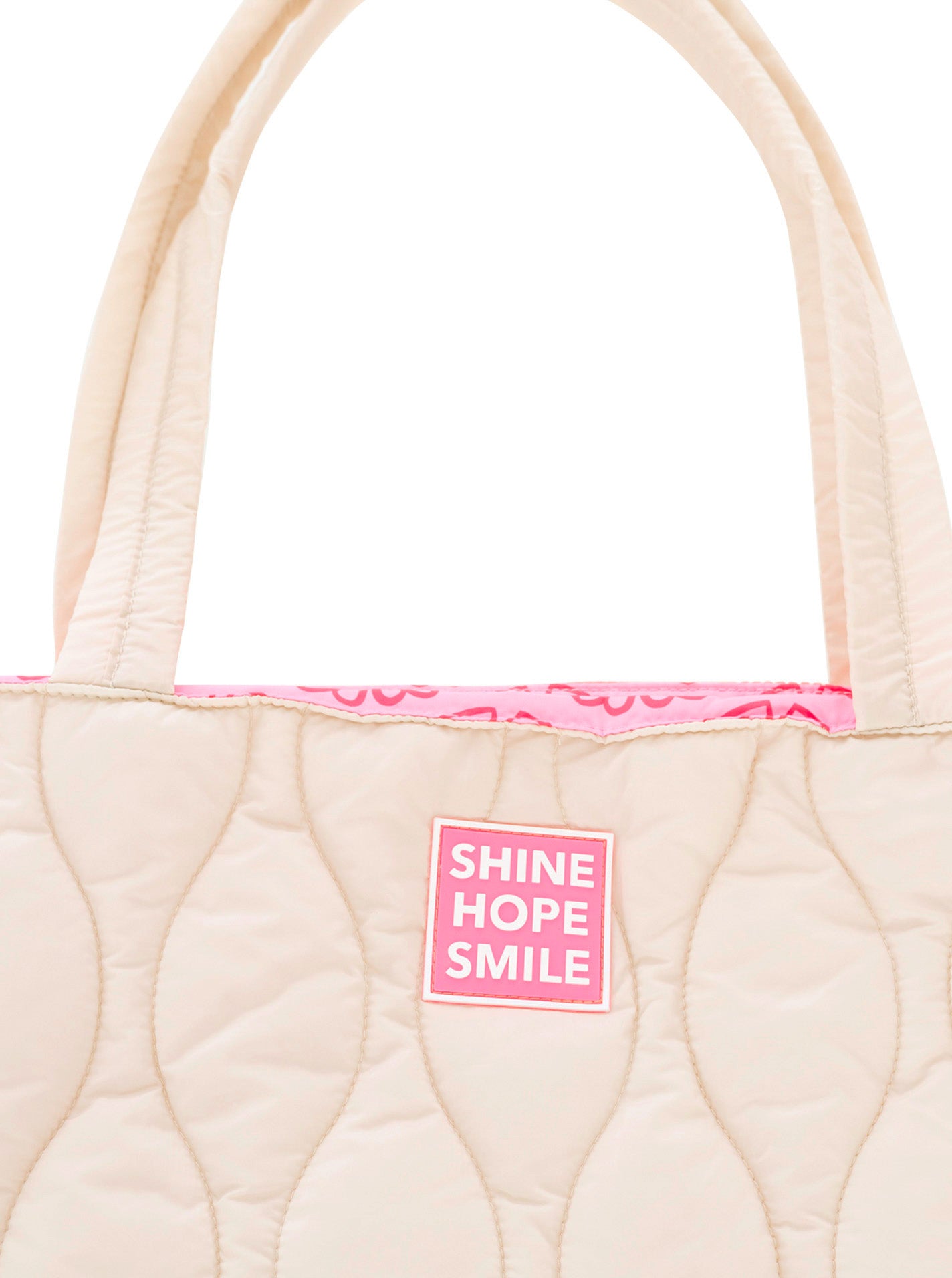 💕 Zwillingsherz Shopper "Steppung & Patch" Tasche Beige