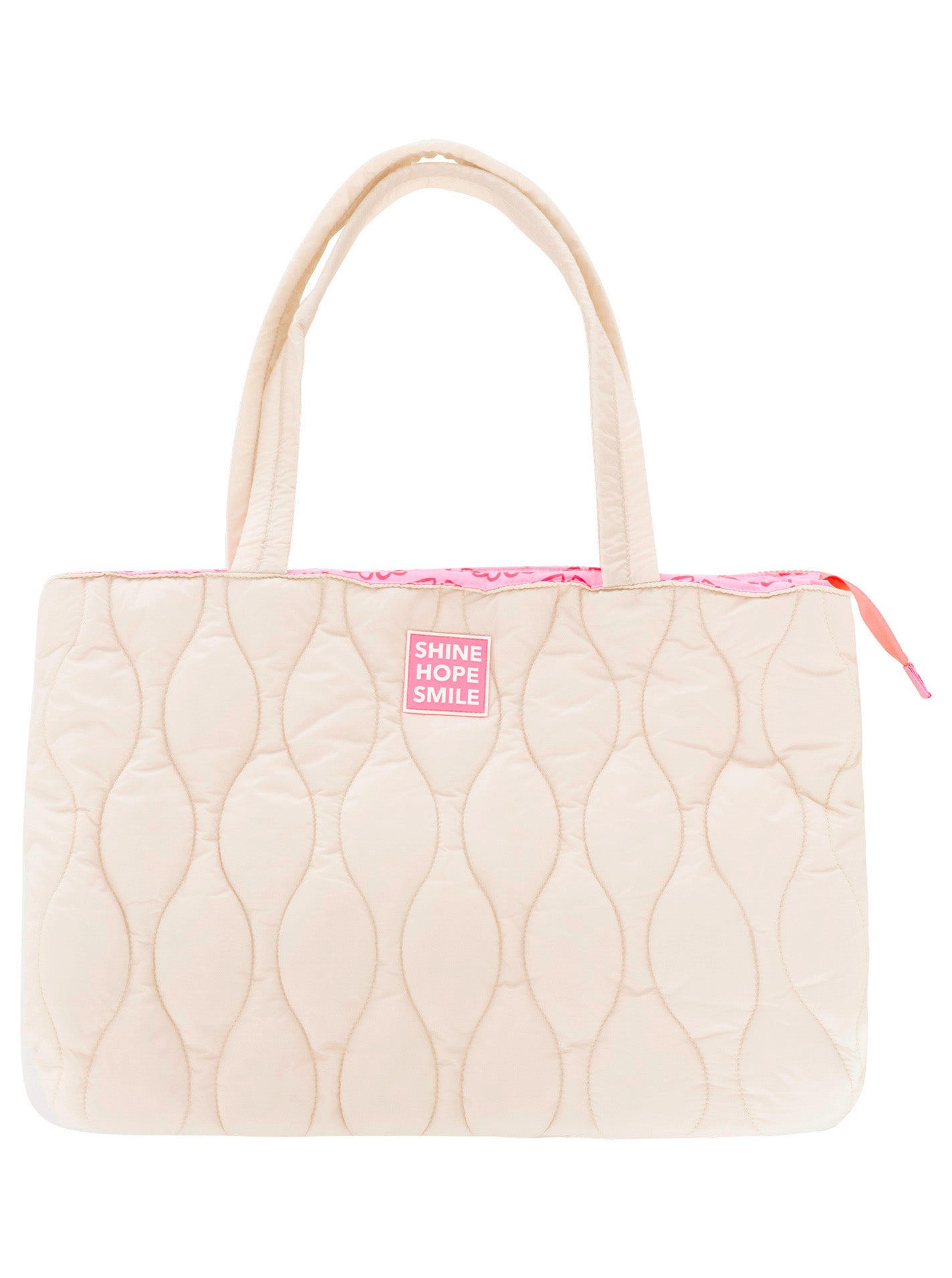 💕 Zwillingsherz Shopper "Steppung & Patch" Tasche Beige