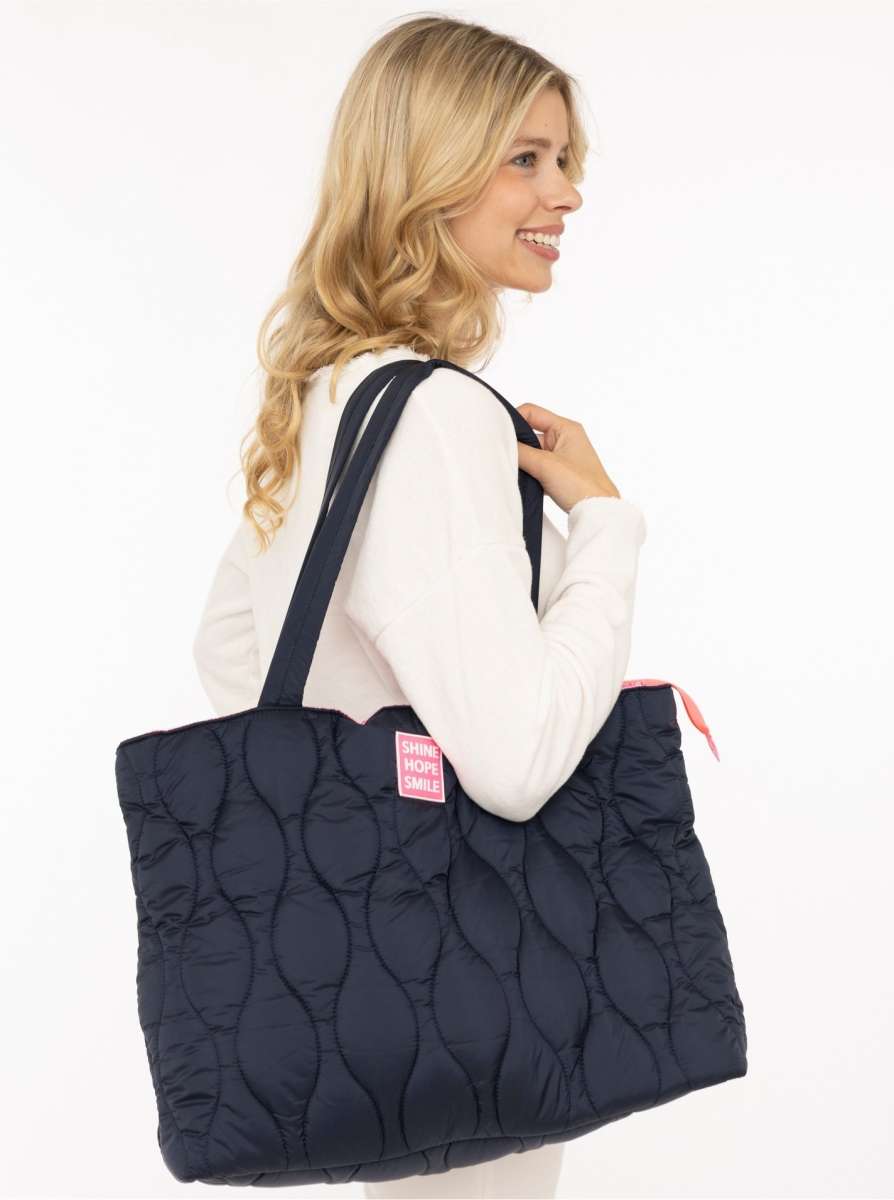 💕 Zwillingsherz Shopper "Steppung & Patch" Tasche Marine