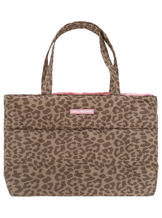 💕 Zwillingsherz Shopper "Leo Allover" Tasche Taupe