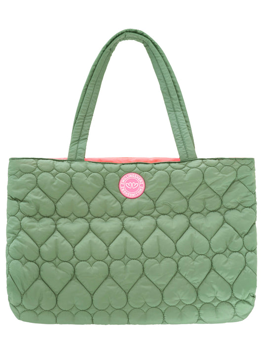 💕 Zwillingsherz Shopper "Herzsteppung" Tasche Olive