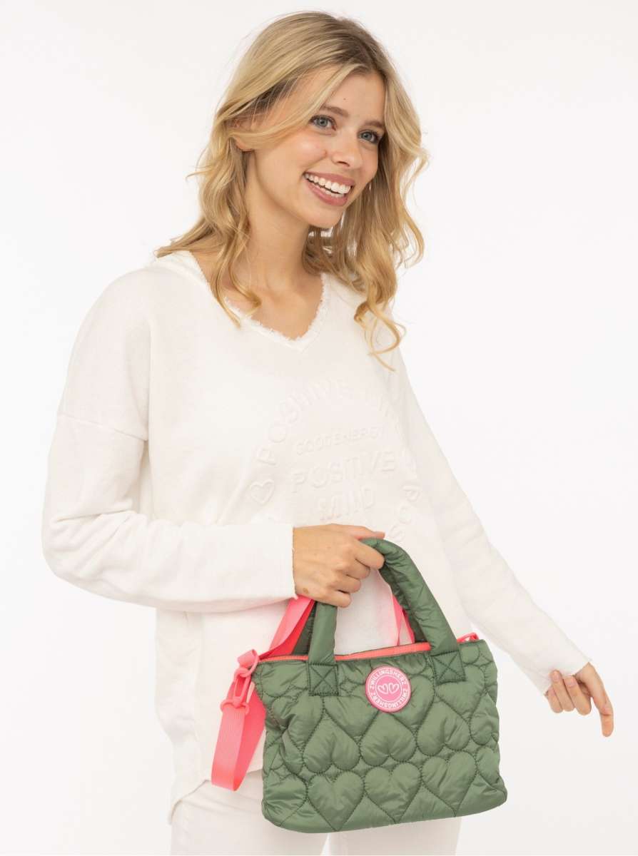 💕 Zwillingsherz Tasche "Herzsteppung" Olive