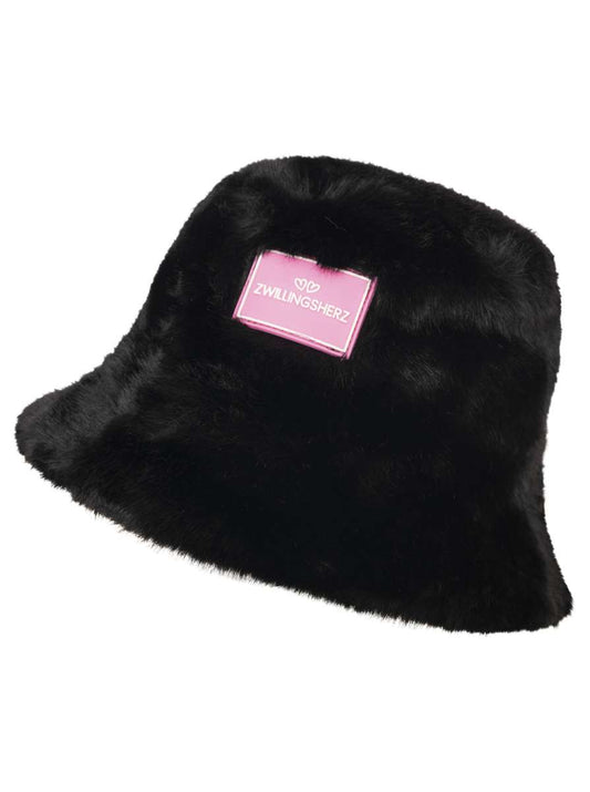 💕 Zwillingsherz Bucket Hat "Plüsch" Hut Schwarz