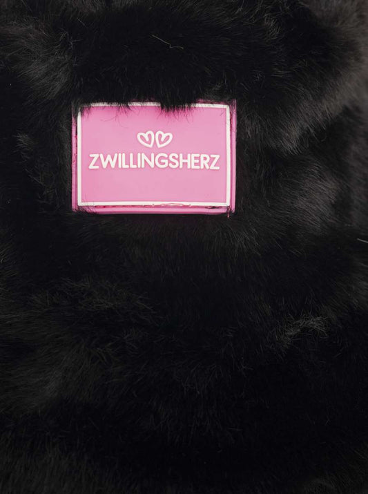 💕 Zwillingsherz Bucket Hat "Plüsch" Hut Schwarz