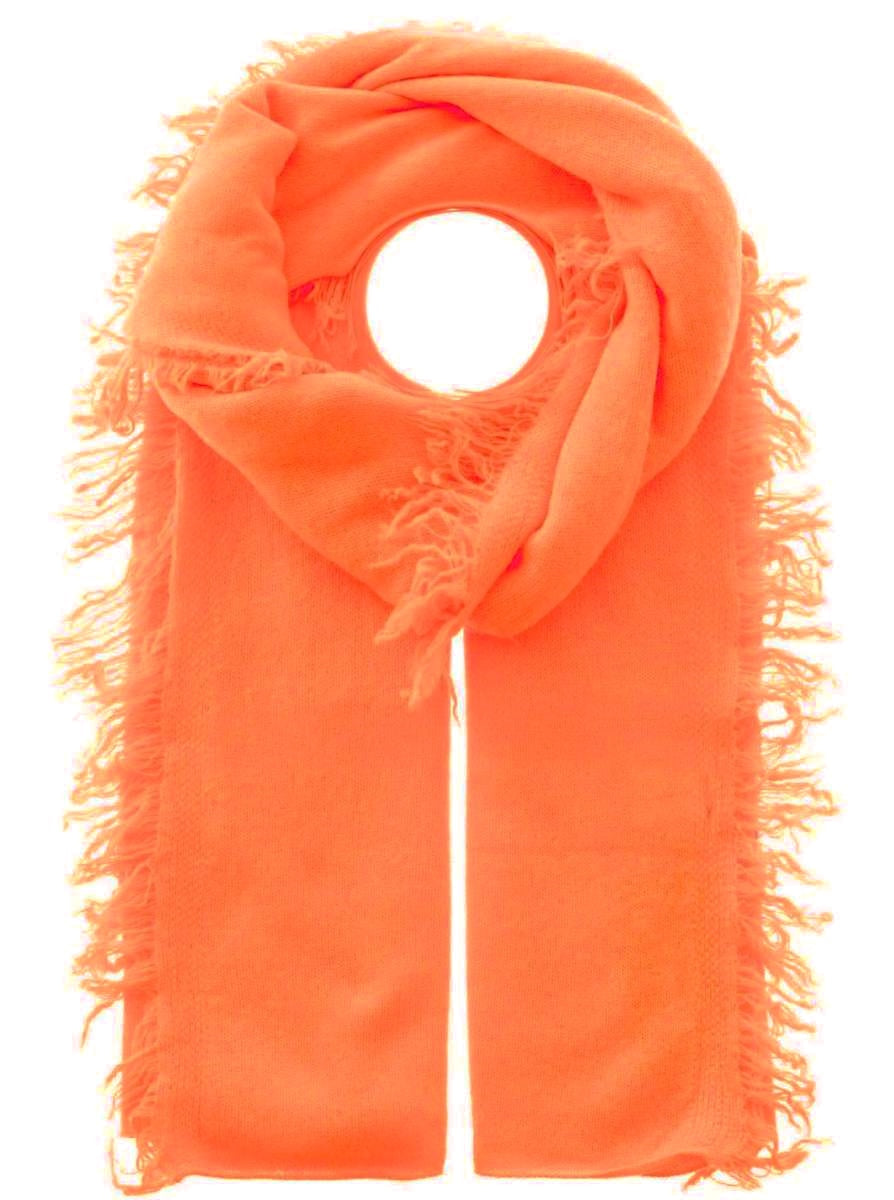 💕 Zwillingsherz XXL "Fransenschal" 100 % Cashmere Schal Stola Kaschmir Neonorange