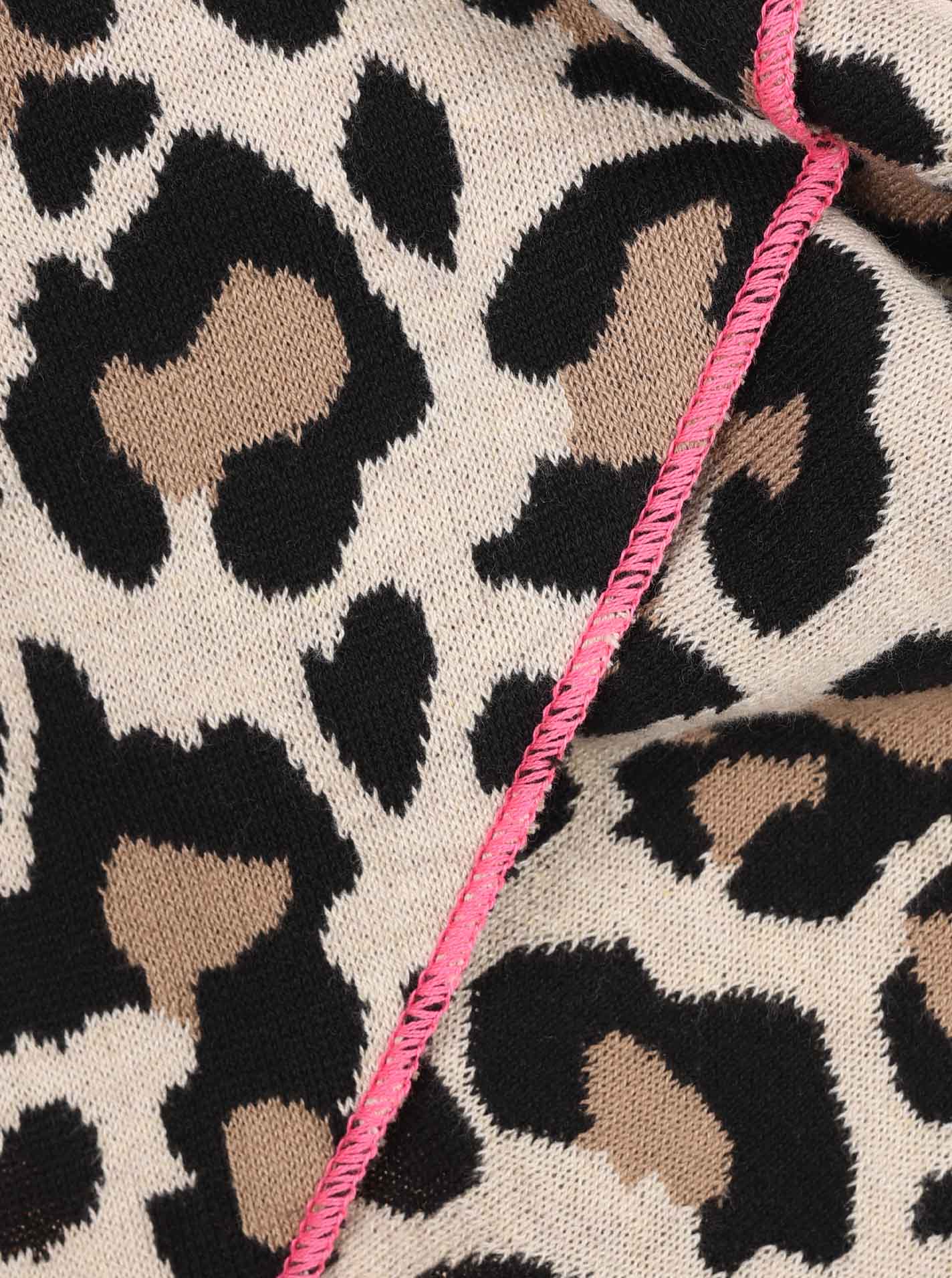 💕 Zwillingsherz Dreieckstuch "Kristine" Baumwolle Leo Beige mit Pink Rand