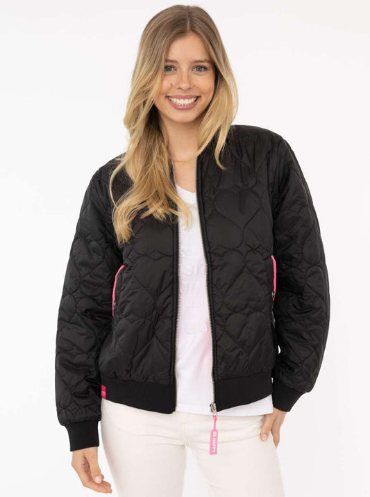 💕 Zwillingsherz Bomberjacke "Be Happy" Schwarz