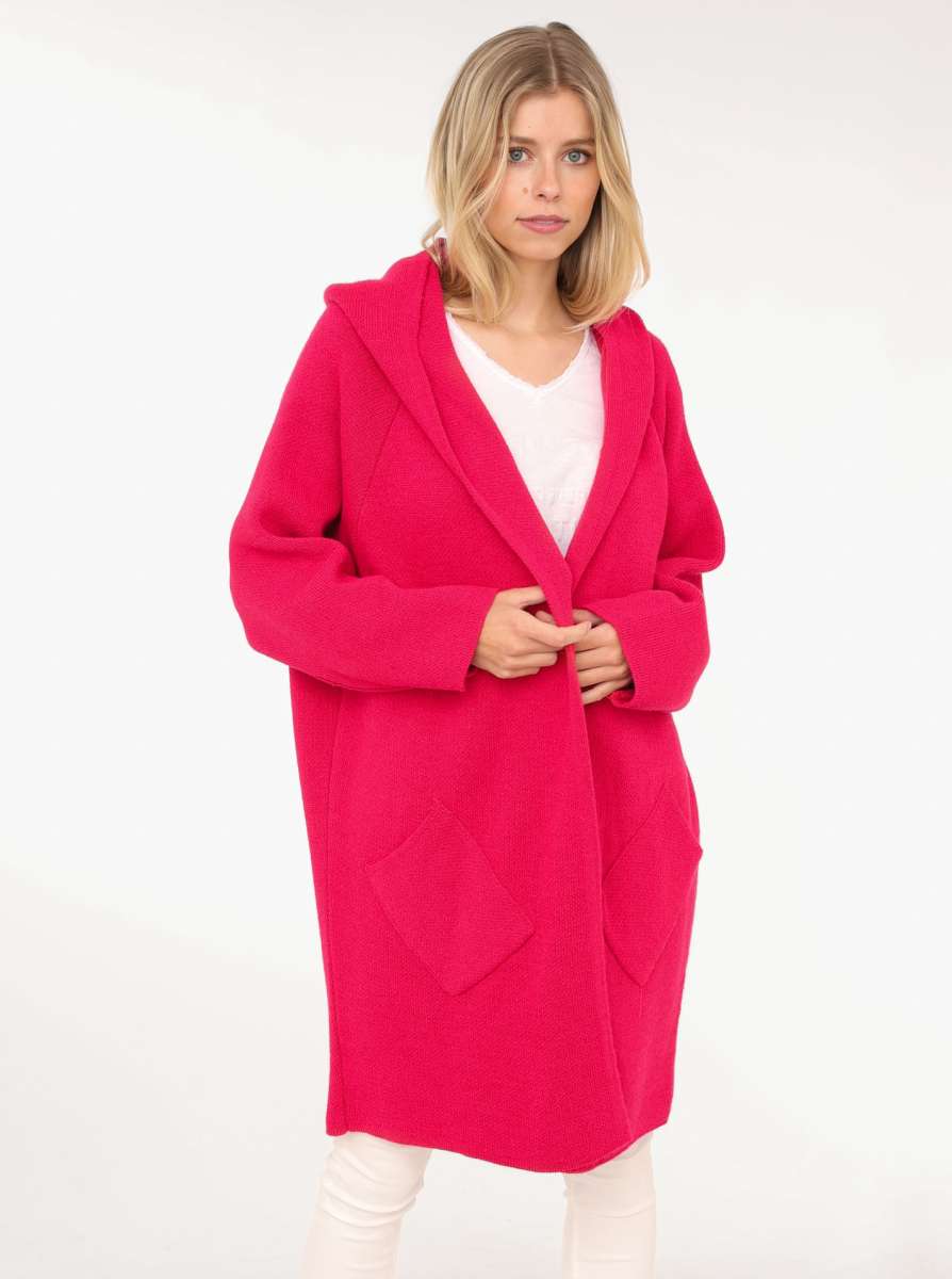 💕 Zwillingsherz Strickjacke "Annabell" Pink Strickmantel offen