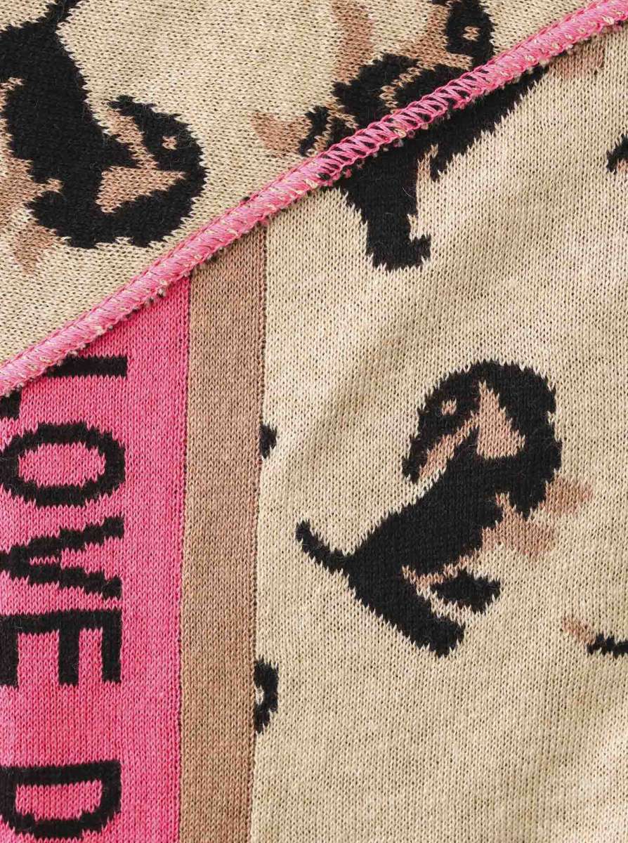💕 Zwillingsherz Dreieckstuch "Süßer Dackel" Baumwolle Beige Pink