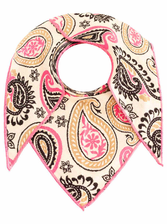 💕 Zwillingsherz Dreieckstuch "Paisley Happy" Baumwolle Beige Pink