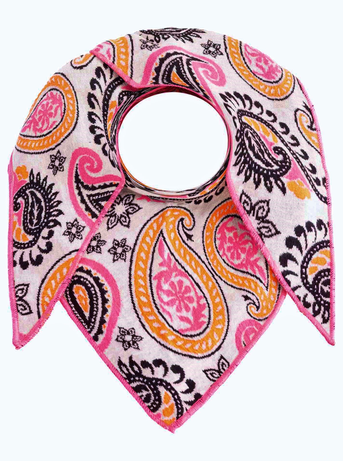 💕 Zwillingsherz Dreieckstuch "Paisley Happy" Baumwolle Grau Orange Pink