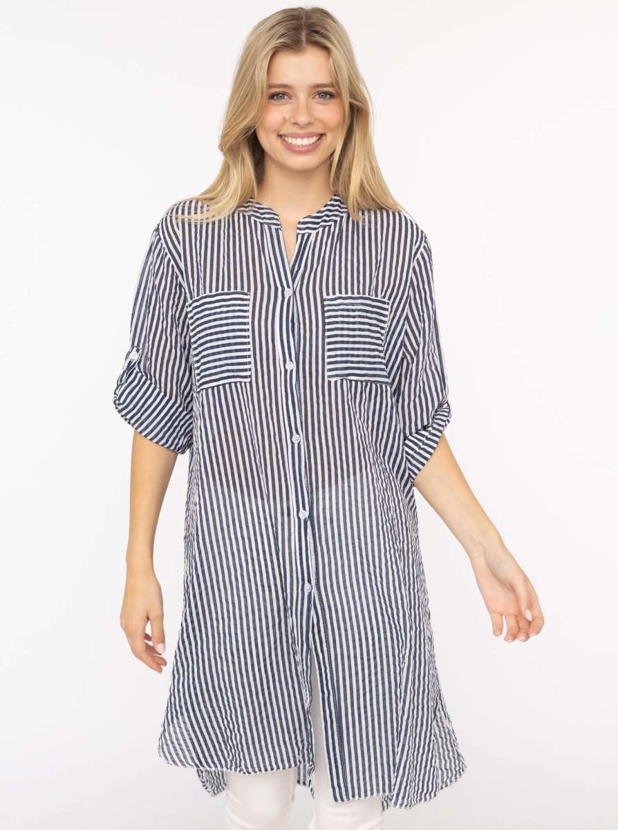 💕 Zwillingsherz Longbluse "Kida" Navy Streifen