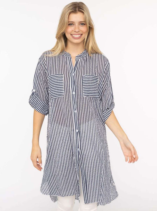 💕 Zwillingsherz Longbluse "Kida" Navy Streifen