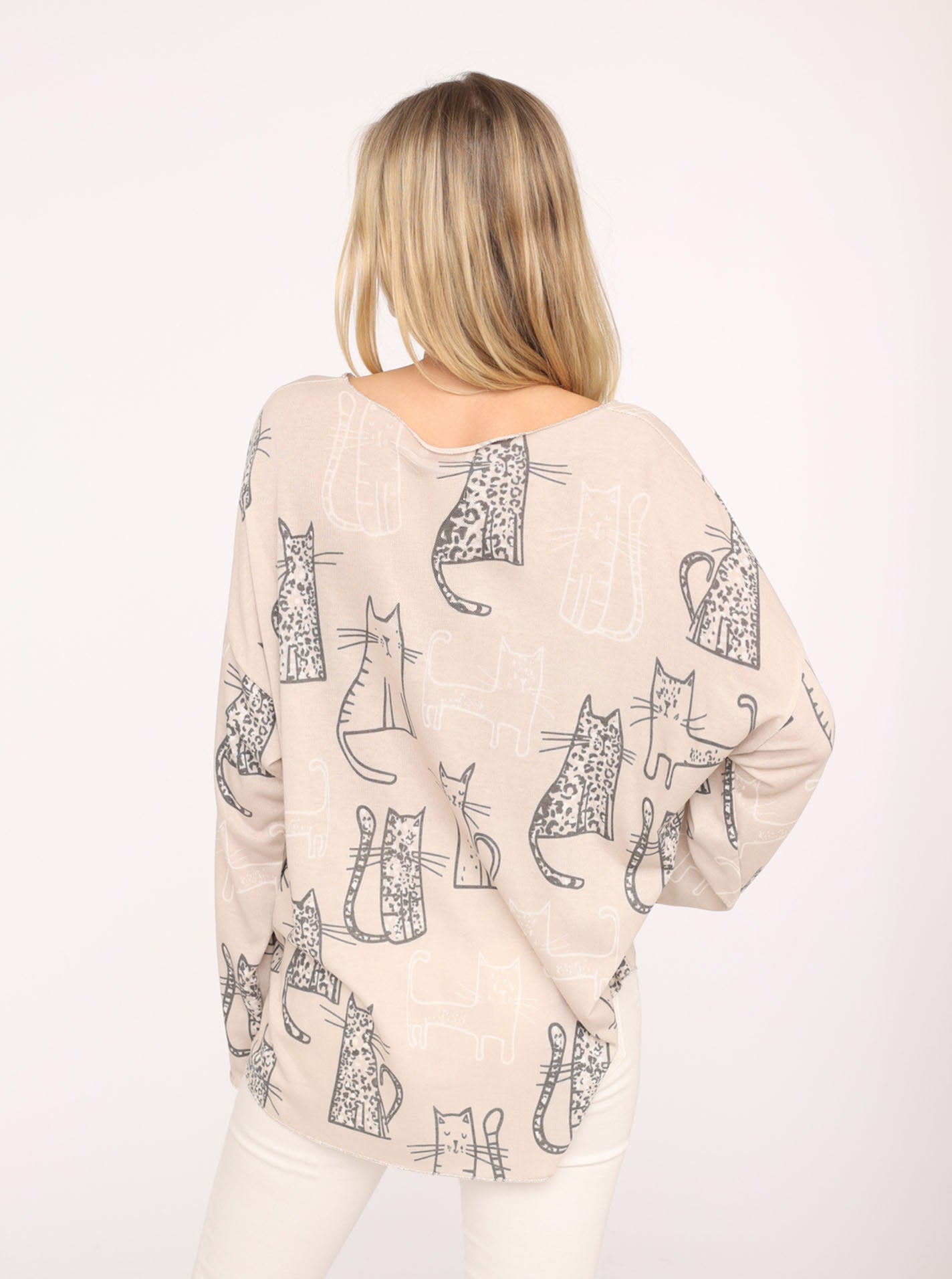 💕 Zwillingsherz Pullover "Katze" Beige