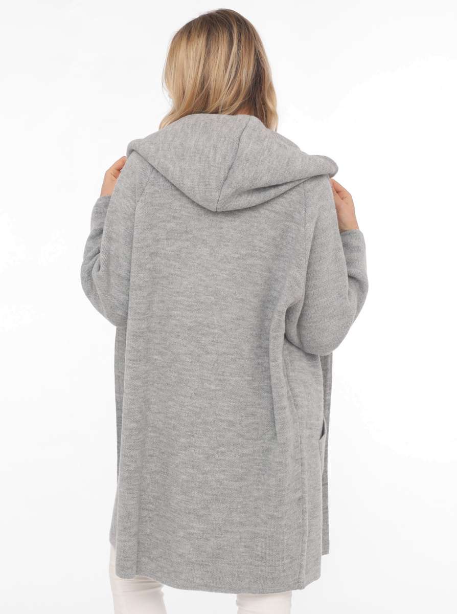 💕 Zwillingsherz Strickjacke "Annabell" Hellgrau Strickmantel offen