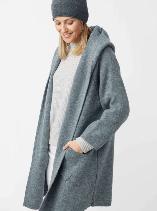 💕 Zwillingsherz Strickjacke "Annabell" Dunkelgrau Strickmantel offen
