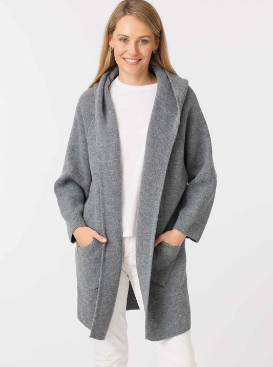 💕 Zwillingsherz Strickjacke "Annabell" Dunkelgrau Strickmantel offen