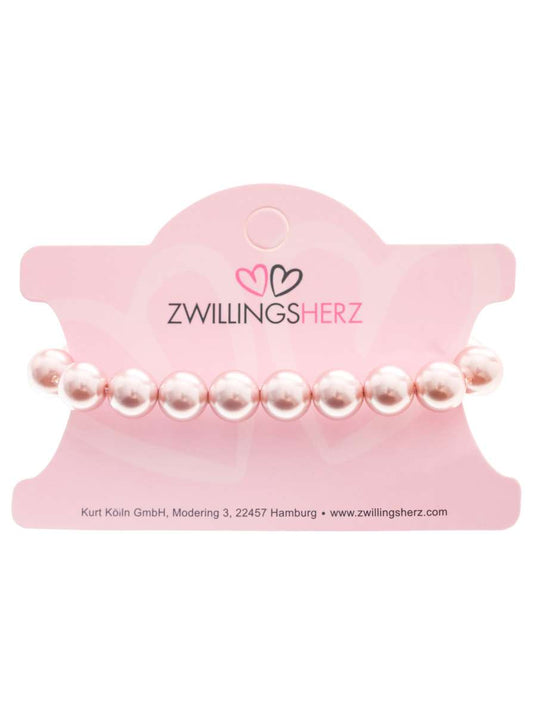 💕 Zwillingsherz Armband "Round Beads Schimmer" Rosa