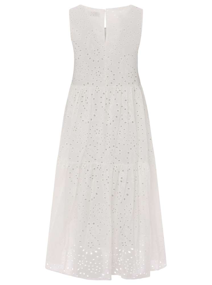 💕 Zwillingsherz Kleid "Lochstickerei" Baumwolle Weiß