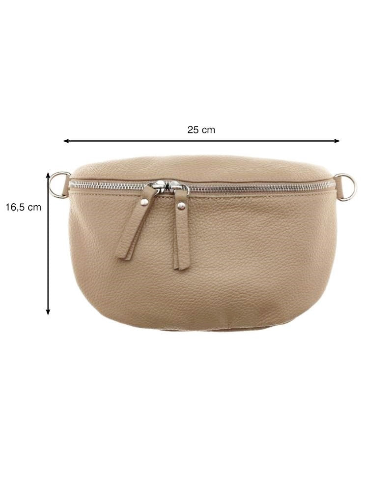 💕 Zwillingsherz Crossbody Tasche Bauchtasche XXL "Edda" 100 % Leder Beige Taupe