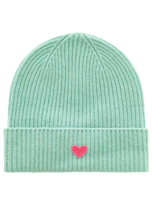 💕 Zwillingsherz Mütze "Ribbon Patch Herz" 100 % Kaschmir Umschlag Salbei