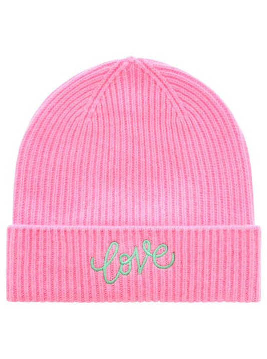 💕 Zwillingsherz Mütze "Love" 100 % Kaschmir Umschlag Bubblegum