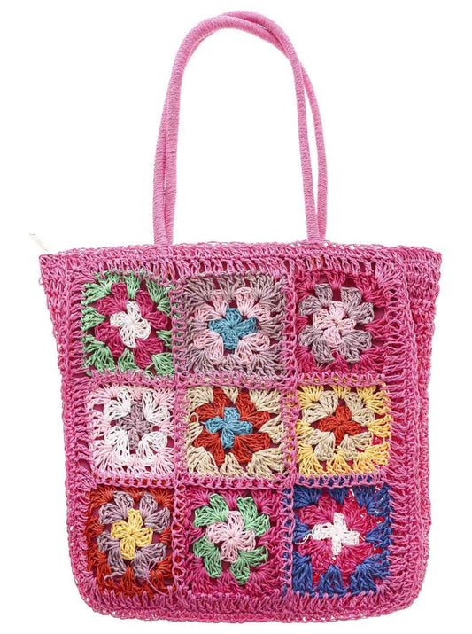💕 Tasche Shopper "Summer & Flowers" 100 % Papier Pink