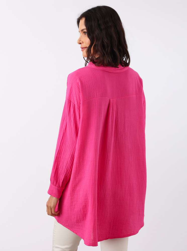 💕 Zwillingsherz Bluse "Rebecca" Longbluse Musselin Pink