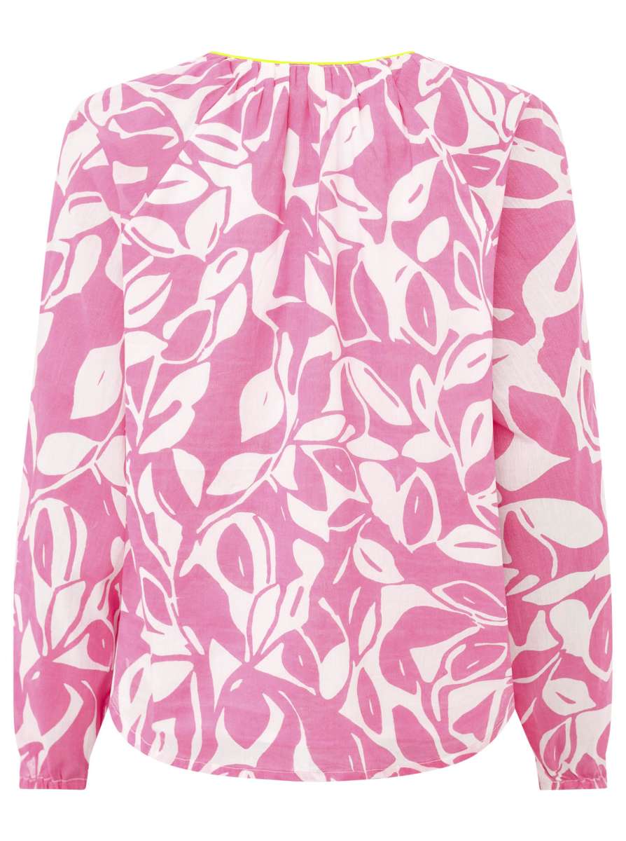 💕 Zwillingsherz Bluse "Blätter Zweifarbig" 100 % Baumwolle Pink