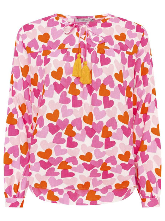 💕 Zwillingsherz Bluse "Bunte Herzen" 100 % Viskose Pink