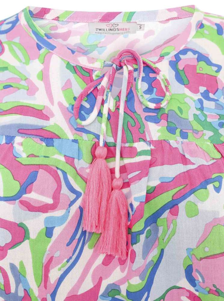 💕 Zwillingsherz Bluse "Bunter Dschungel" 100 % Viskose Multi