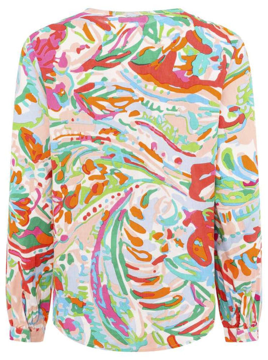 💕 Zwillingsherz Bluse "Bunter Dschungel" 100 % Viskose Pink