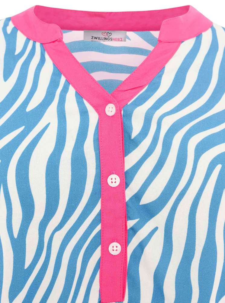 💕 Zwillingsherz Bluse "Classic Zebra" Viskose Blau