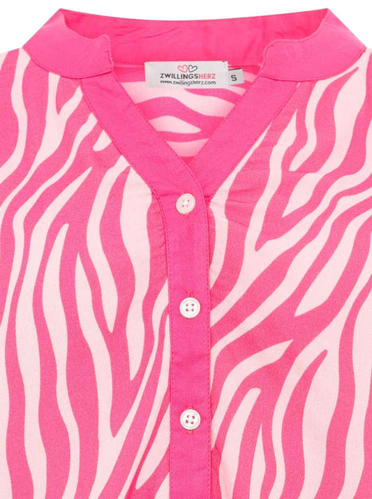 💕 Zwillingsherz Bluse "Classic Zebra" Viskose Pink