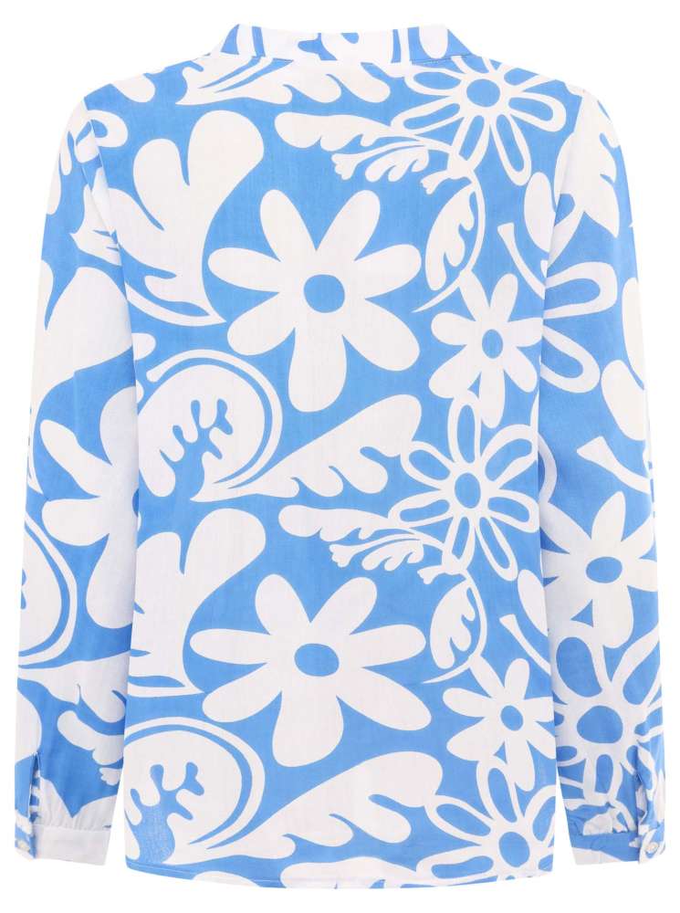 💕 Zwillingsherz Bluse "Flower Paradise" Viskose Blau