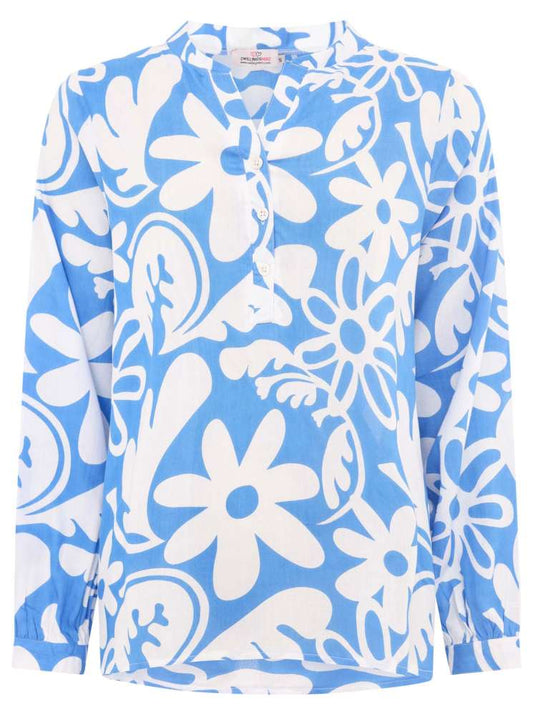 💕 Zwillingsherz Bluse "Flower Paradise" Viskose Blau