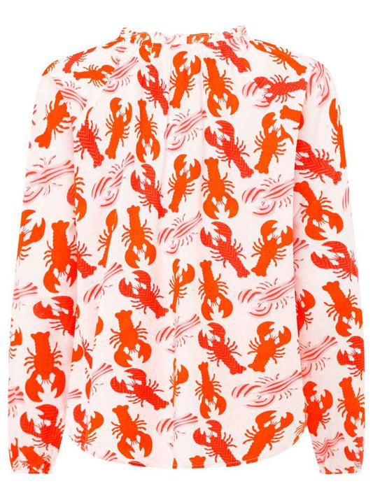💕 Zwillingsherz Bluse "Großer Lobster" 100 % Viskose Rot