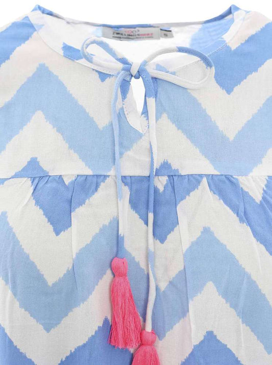 💕 Zwillingsherz Bluse "Großer Zick Zack" Viskose Blau