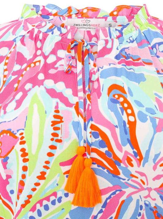 💕 Zwillingsherz Bluse "Happy Flower" 100 % Baumwolle Multi