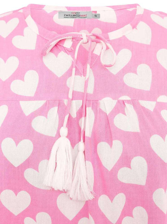💕 Zwillingsherz Bluse "Herz Classic" 100 % Viskose Rosa