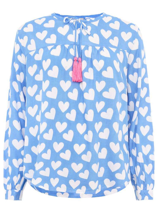 💕 Zwillingsherz Bluse "Herz Classic" 100 % Viskose Blau