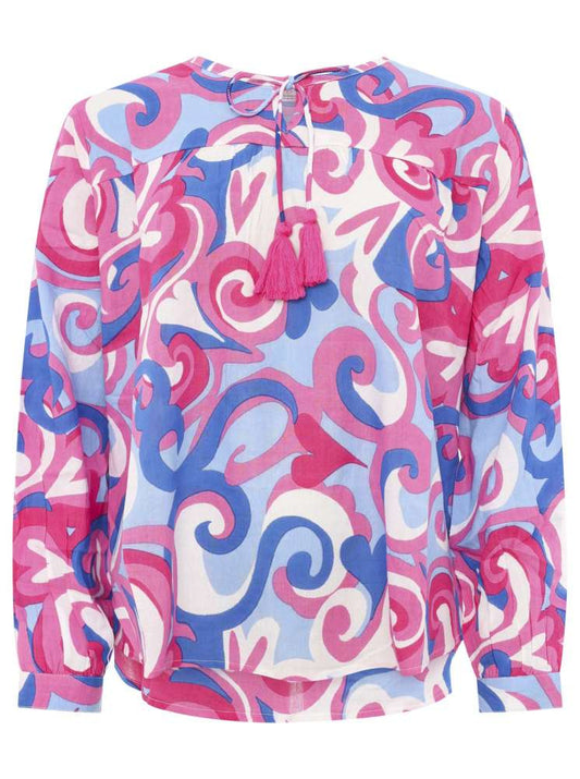 💕 Zwillingsherz Bluse "Herzen & Kringel" Pink Blau