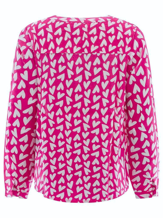 💕 Zwillingsherz Bluse "Herzen" Viskose Pink Weiß
