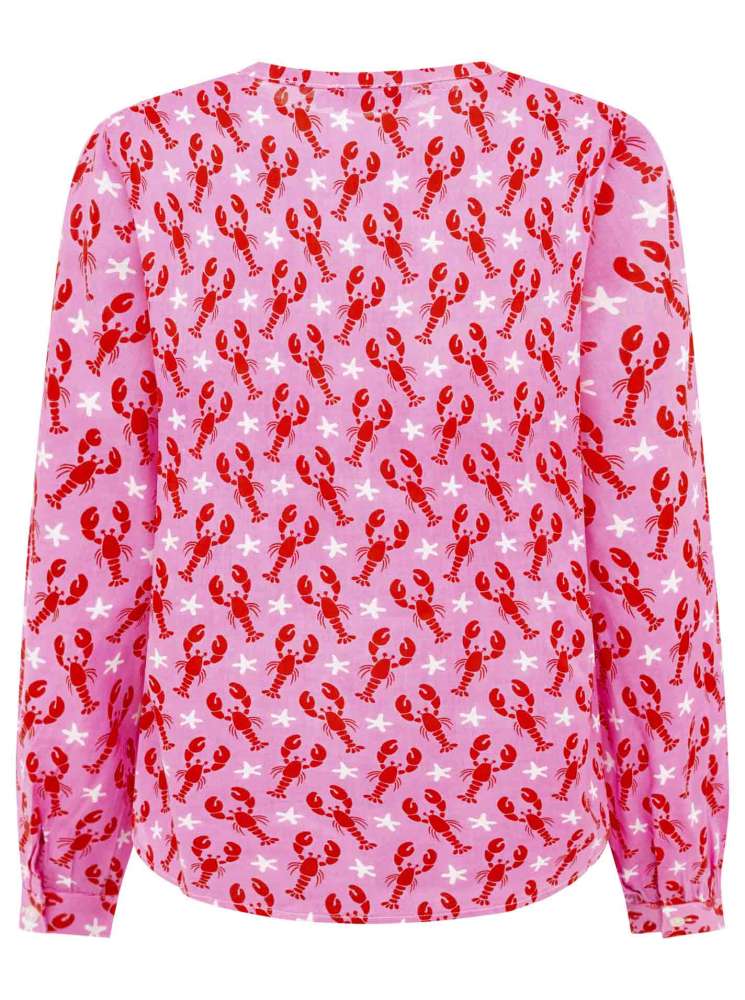 💕 Zwillingsherz Bluse "Hummer Seestern" 100 % Viskose Pink