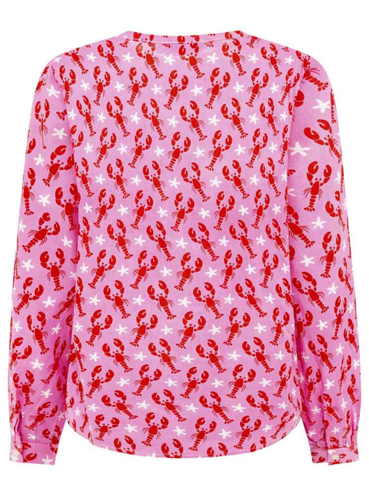 💕 Zwillingsherz Bluse "Hummer Seestern" 100 % Viskose Pink